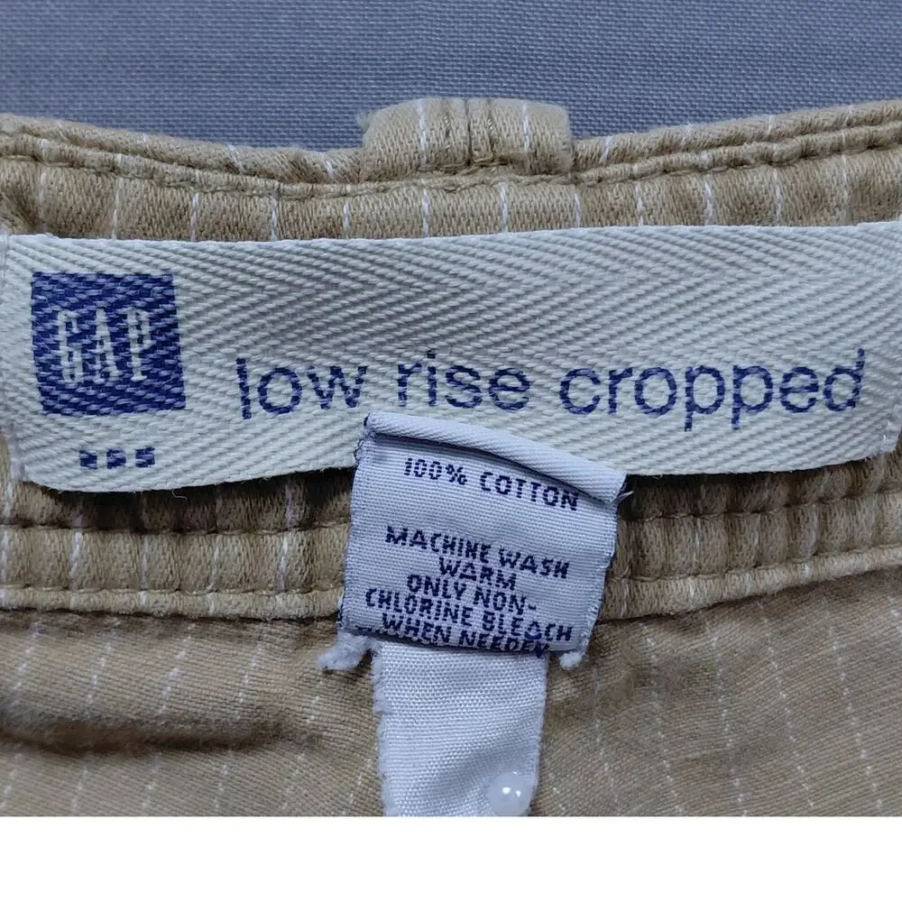 Gap Low Rise Cropped Beige Pocket Pinstripe Capri Pants Women Size 1
